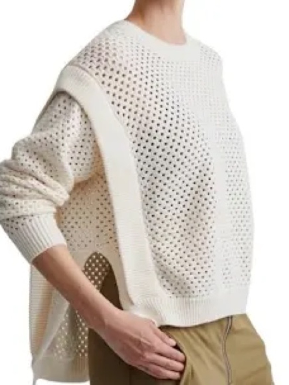 Varley Open-Weave Scoopneck Sweater in Cream